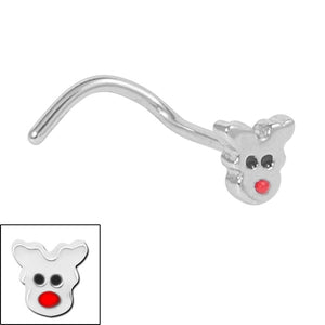 Steel Rudolph the Red Nose Reindeer Nose Stud
