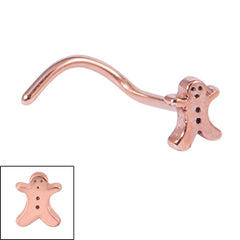 Rose Gold Steel Gingerbread Man Nose Stud