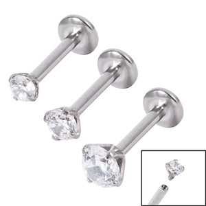 Titanium Triple Piercing - Internally Threaded Claw Set Jewelled Labrets 1.2mm