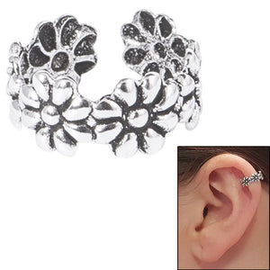 925 Sterling Silver Clip On Ear Cuff - Daisy Chain Flowers