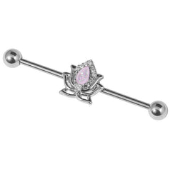 Steel Opal Lotus Flower Industrial Scaffold Barbell IND52