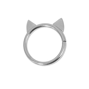 Steel Cute Cat Ears Continuous Twist Ring (Seamless Ring)