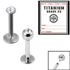 Sterile Titanium Internal Thread Jewelled Labret