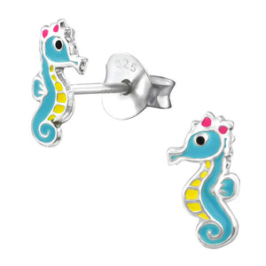 Sterling Silver Seahorse Ear Stud Earrings