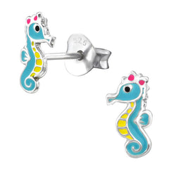 Sterling Silver Seahorse Ear Stud Earrings ES132