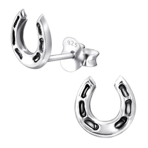 Sterling Silver Horseshoe Ear Stud Earrings