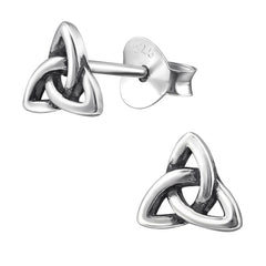 Sterling Silver Celtic Triangle Ear Stud Earrings