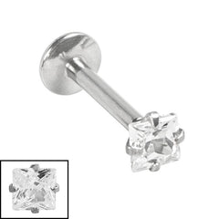 view all Steel Internally Threaded Claw Set Square Jewelled Labrets 1.2mm body jewellery
