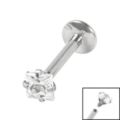 Titanium Internally Threaded Labrets 1.2mm - Steel Claw Set Jewelled Square