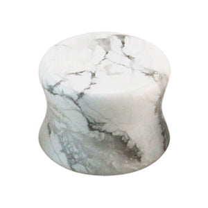 White Howlite Stone Double Flared Tapered Plug