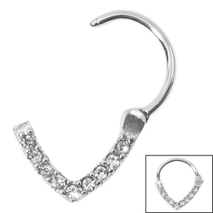 Steel Jewelled V-Shape Hinged Segment Ring (Clicker)