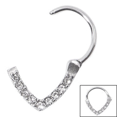 Steel Jewelled V-Shape Hinged Segment Ring (Clicker)