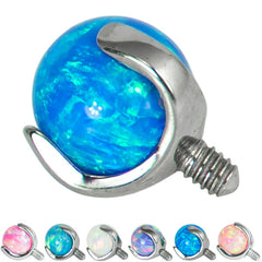 Titanium Claw Set Opal Ball for Internal Thread shafts in 1.6mm. Also fits Dermal Anchor