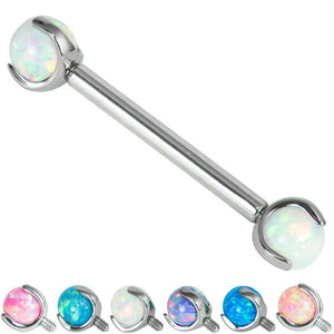 Titanium Internally Threaded Barbells 1.6mm - Titanium Claw Set Opal Balls