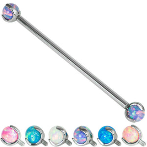 Titanium Internally Threaded Industrial Scaffold Bars 1.6mm - Titanium Claw Set Opal Balls