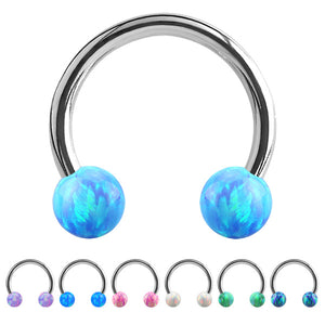 Steel Circular Barbell (CBB) (Horseshoes) with Synthetic Opal Balls 1.2mm