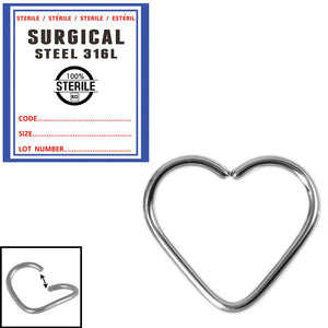 Sterile Steel Continuous Heart Twist Ring