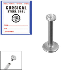 Sterile Steel Internally Threaded Jewelled Labrets 1.2mm