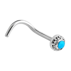 Steel Turquoise Halo Nose Stud