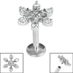 view all Titanium Internally Threaded Labrets 1.2mm - Claw Set Jewel Snowflake body jewellery