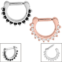 Steel Claw Set Jewelled Septum Clicker Ring