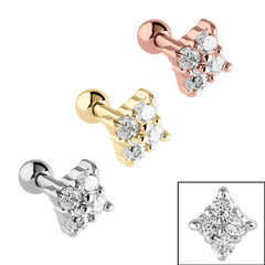 view all Steel Claw Set Jewelled Diamond Shape Micro Bar body jewellery
