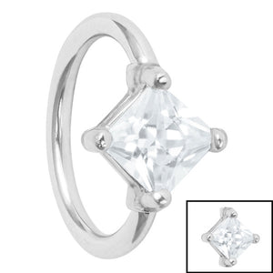 Steel Claw Set Jewelled Diamond Square - Cartilage Ring