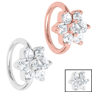 Steel Claw Set Jewelled Flower - Cartilage Ring