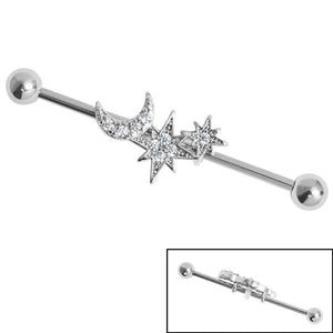 Steel Claw Set Jewelled Starry Night Industrial Scaffold Barbell IND55