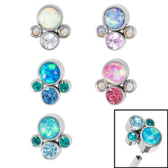 Titanium (Infinity) Bezel Set Opal and Jewel Cluster for Internal Thread shafts in 1.2mm