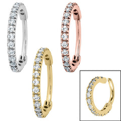 Steel 1.7mm Pave Set Jewelled Edge Hinged Clicker Ring