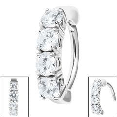 Steel Huggie Belly Clicker Ring - Claw Set 4 Jewel