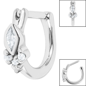Steel Marquise Asia Trinity Tragus Helix Clicker Ring