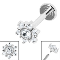 Titanium Internally Threaded Labrets 1.2mm - Steel Jewelled Northern Star