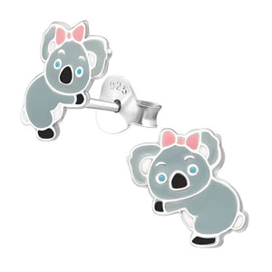 Sterling Silver Koala Bear Ear Stud Earrings