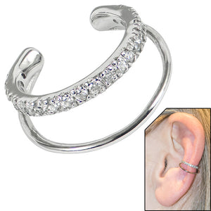 Steel Clip On Ring and Pave Set Jewelled Edge Ear Cuff