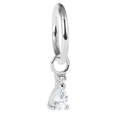 Steel Hinged Segment Ring with Steel Jewelled Pear Drop Charm