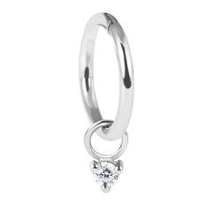 Steel Hinged Segment Ring with Steel Clawset Crystal Charm