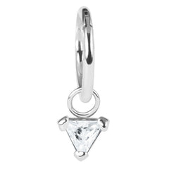 Steel Hinged Segment Ring with Steel Jewelled Triangle Charm