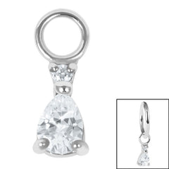 Steel Charm - Jewelled Pear Drop