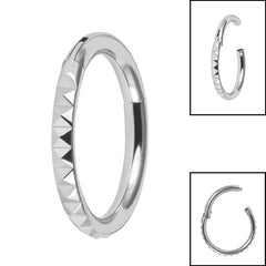 Titanium Pyramid Edge Hinged Clicker Ring