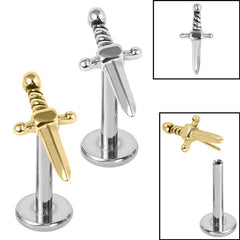 view all Titanium Threadless Labrets - Steel (Bend-fit) Mini Dagger body jewellery
