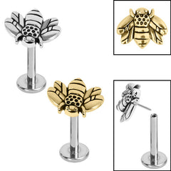 view all Titanium Threadless Labrets - Steel (Bend-fit) Honey Bee body jewellery