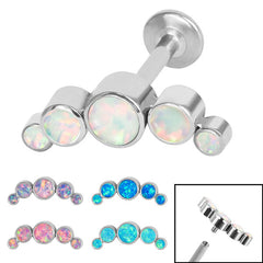 Titanium Internally Threaded Labrets 1.2mm - Infinity Titanium Bezel Set 5 Opal Crescent