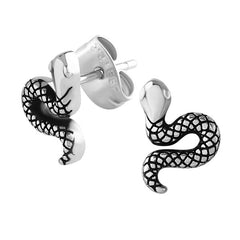 Steel Ear Stud Earrings with Snake