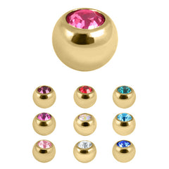 Gold Plated Titanium (PVD) Jewelled Balls 1.2mm