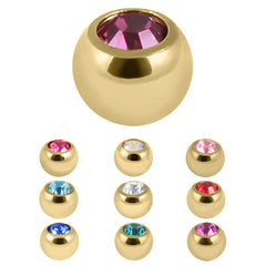 Gold Plated Titanium (PVD) Jewelled Balls 1.6mm