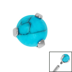 Titanium Claw Set Turquoise Ball for Internal Thread shafts in 1.6mm. Also fits Dermal Anchor