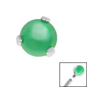 Titanium Claw Set Synthetic Jade Ball for Internal Thread shafts in 1.6mm. Also fits Dermal Anchor