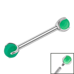 Titanium Internally Threaded Barbells 1.6mm - Titanium Claw Set Synthetic Jade